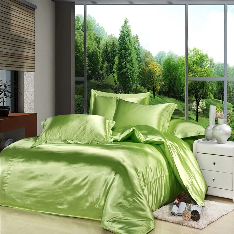 Роскошный зеленый китайский Шелковый атласный комплект одеял Европейского