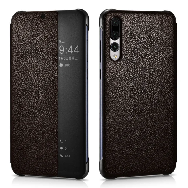 Fashion Coffee Винтажный чехол из натуральной кожи для huawei P20 Pro, роскошный умный флип-чехол для huawei P20 P20 Pro, чехол для телефона s - Цвет: Fashion Coffee