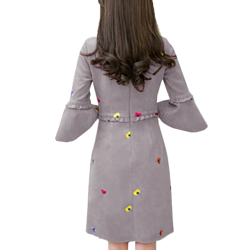 Новинка 2017 женское платье из искусственной замши весенне-летнее винтажное с