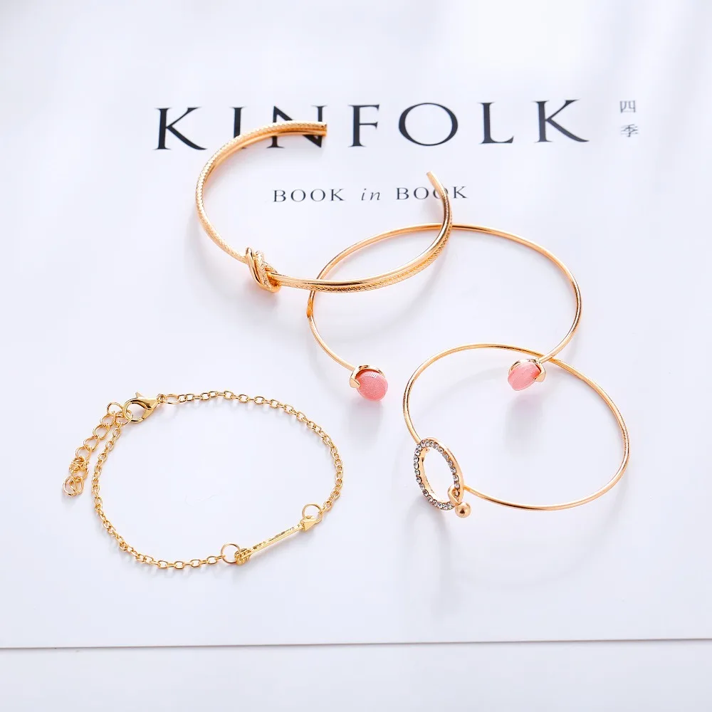 4 шт./компл. классический браслет со стрелками и узлом круглый кристалл