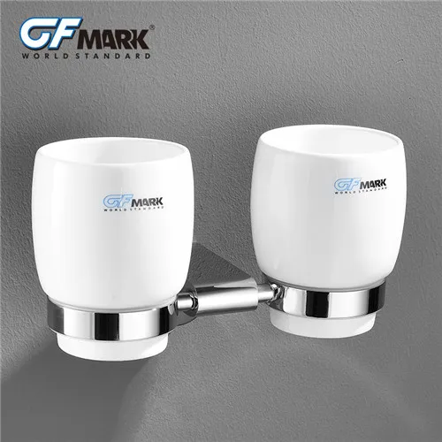 GFmark хромированные аксессуары для ванной комнаты полотенцесушители мыльница кольцо для полотенец крючок для одежды Держатели для стаканчиков держатель для туалетной бумаги наборы кистей - Цвет: double cup