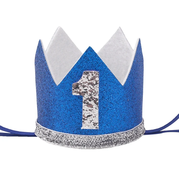 sapphire style QIFU 1 шт Золотая Корона С Днем Рождения украшения для вечеринки дети кружева цветок корона Единорог вечерние шляпы серебряные аксессуары для волос, корона - Цвет: sapphire style