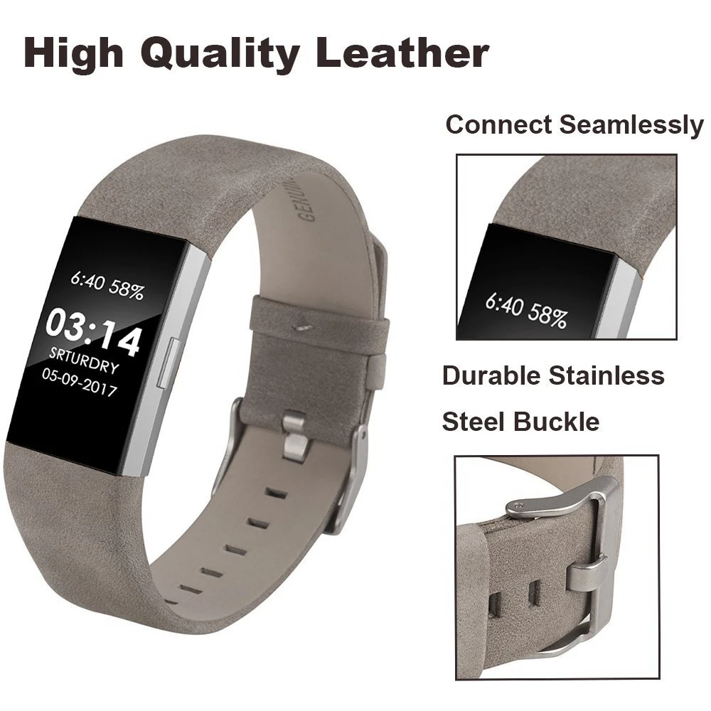 

Replacement Fitbit Charge 2 Bands Leather Straps Band Smart Fitness Watch Band With Stainless Buckle for Charge 2