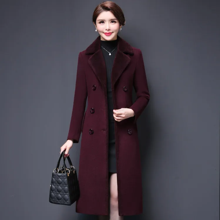 Пальто шерстяное длинное приталенное в Корейском стиле Осень-зима