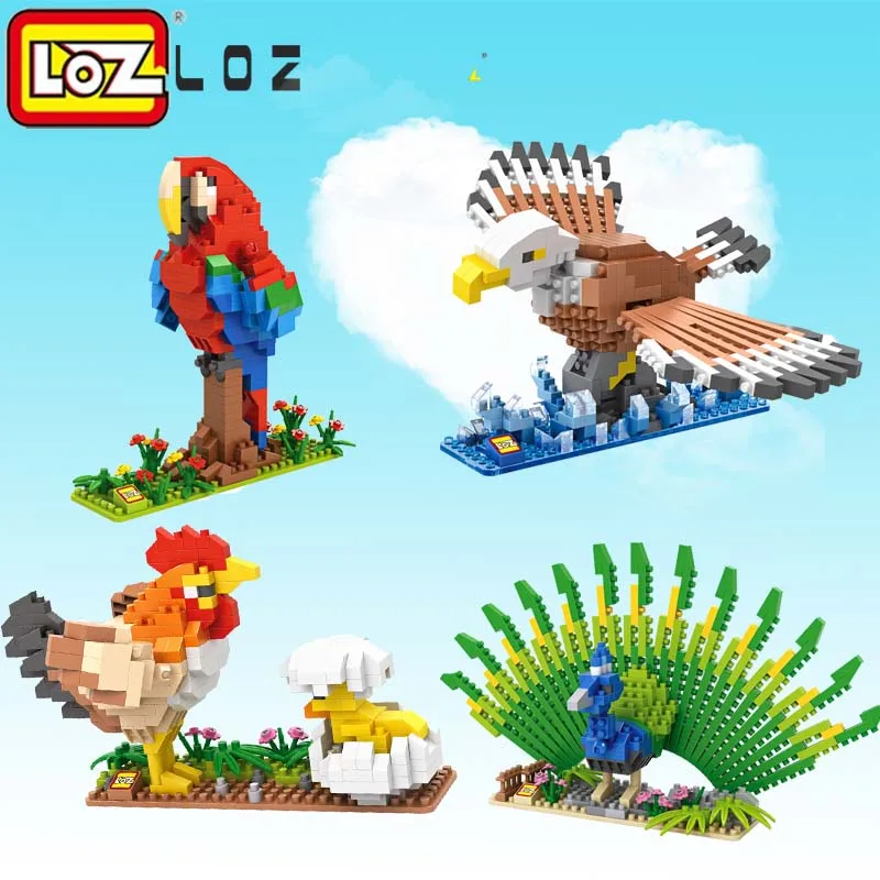 LOZ алмазные блоки для птиц модель Hen Chick павлин Орел попугаи сборочные игрушки