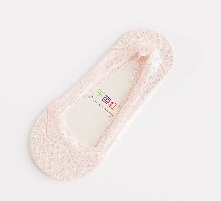 Pink Женские носки-тапочки, короткие, одноцветные, хлопковые, кружевные, летние, для женщин, незаметные, 1 пара - Цвет: Pink