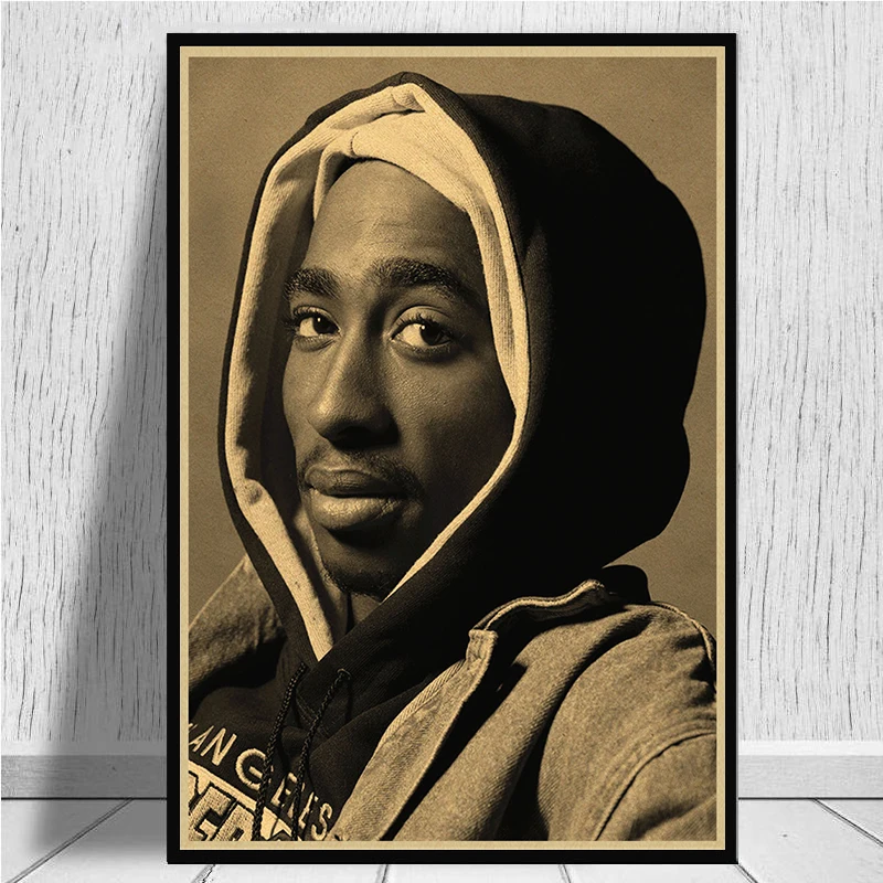 2PAC RAP GOD Tupac хип хоп певец фотографический постер из крафт бумаги настенное