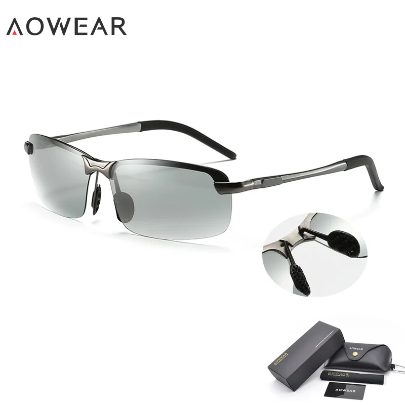 AOWEAR HD поляризационные фотохромные солнцезащитные очки, мужские очки-хамелеоны для вождения, мужские очки для вождения на День и ночь, Oculos Lentes Sol Hombre