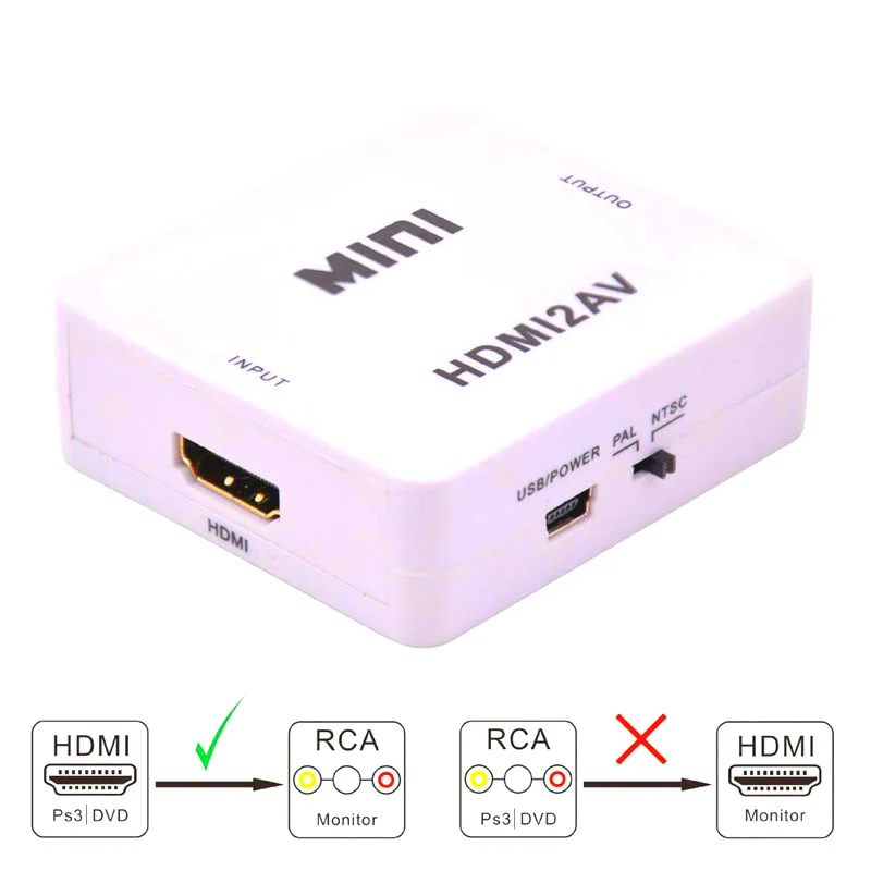 Effelon Мини HD Video Converter Box RCA cvsb L/R AV для HDMI конвертер адаптер 1080 P HDMI2AV NTSC pal выход К