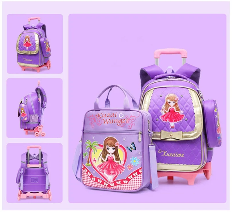Набор детских школьных сумок на колесиках Mochilas, детские рюкзаки с колесиками, багаж для девочек, рюкзак, рюкзак, детский школьный рюкзак