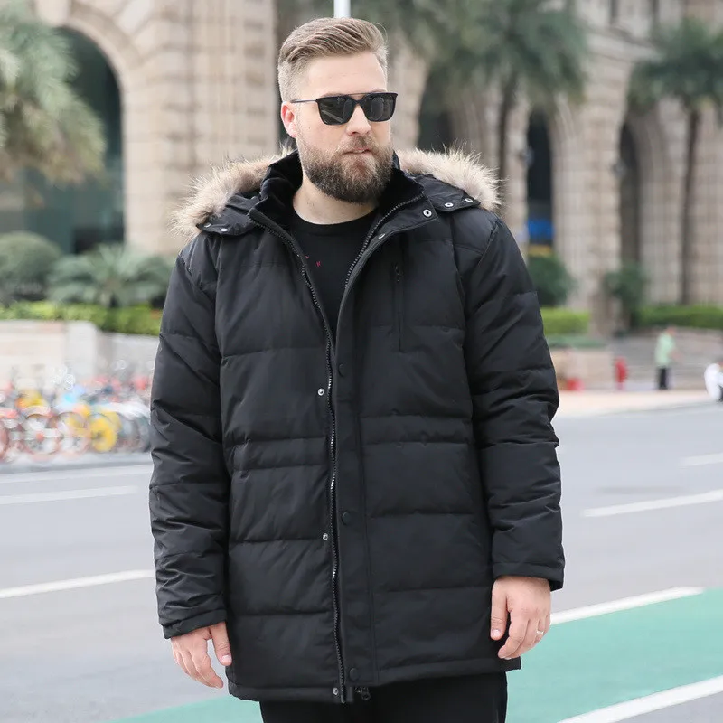 Мужская куртка большого размера 7XL 9XL 10XL с меховым воротником пальто мужская