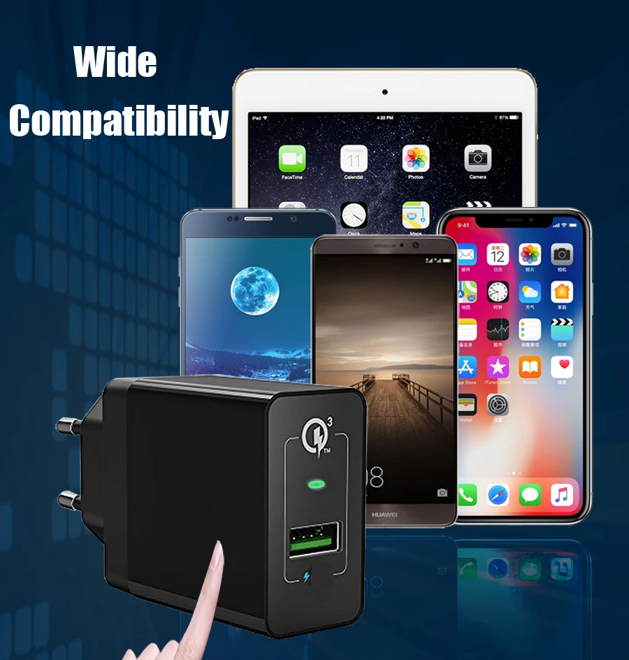 SUMPK USB Quick Charge 3 0 18 Вт двойное зарядное устройство для iPhone X быстрое адаптер Huawei Samsung