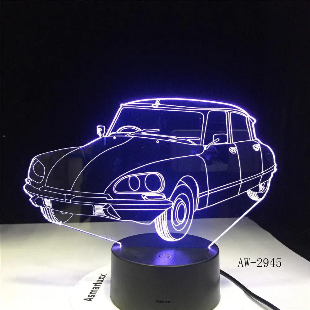 Акриловый спортивный автомобиль дизайн 3d подарок лампа Led красочный сенсорный пульт дистанционного управления Usb 3d ночник 7 цветов Изменение детская лампа AW-2945