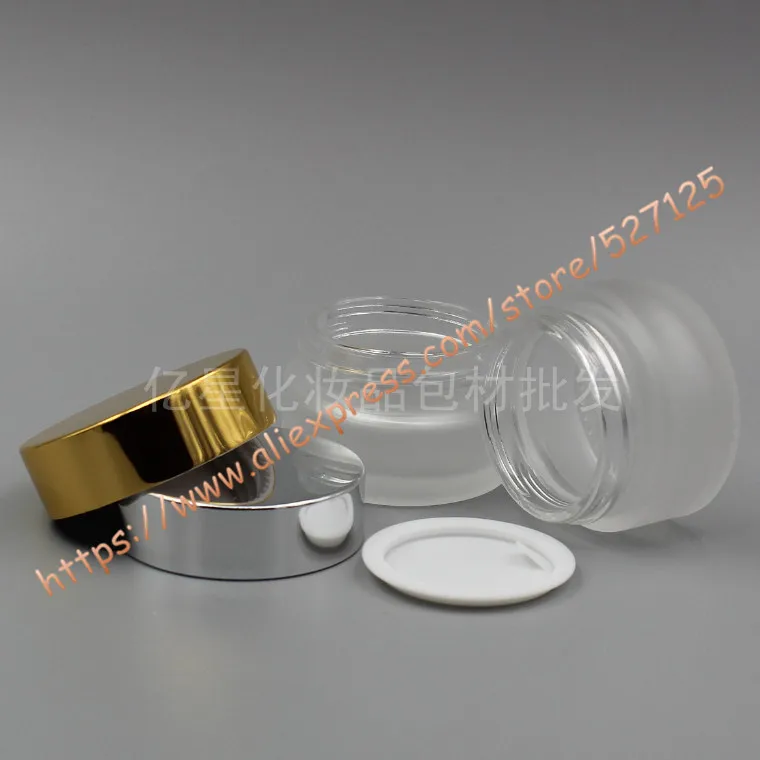 20 г прозрачная/прозрачная матовая стеклянная банка для крема с многоцветной