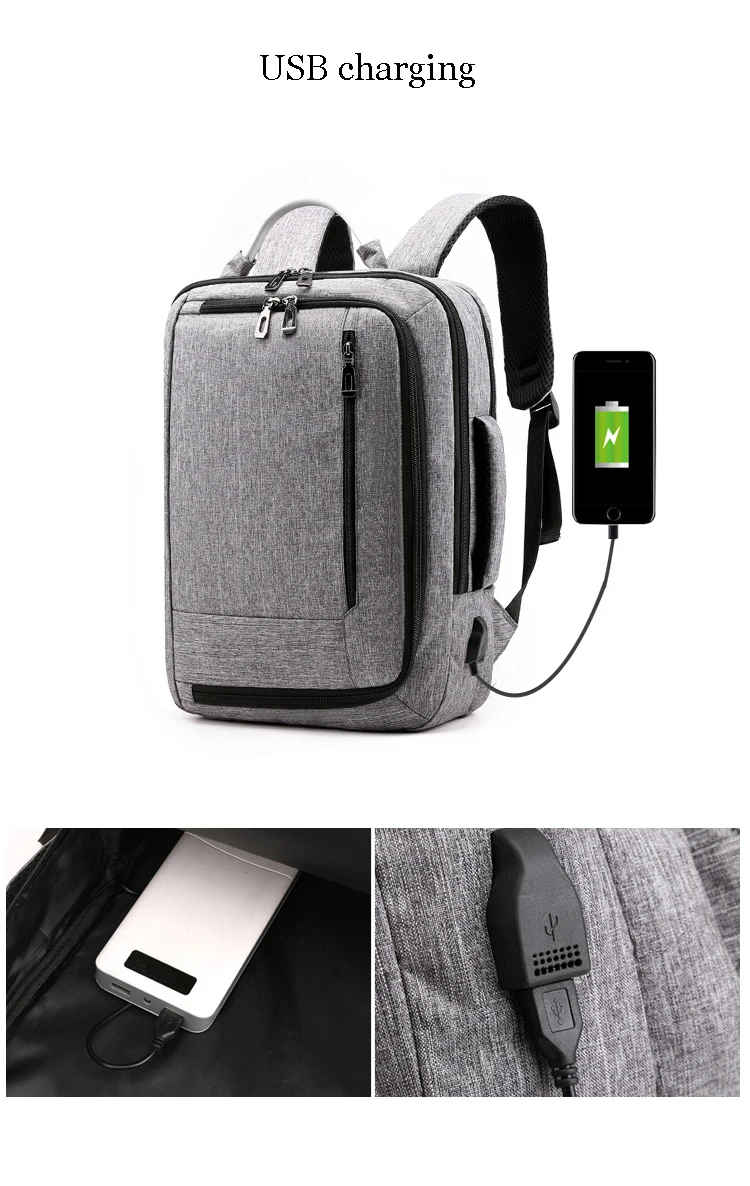 Men Backpack 15.6-inch Laptop Bag Large Capacity Multi-layer USB Charging Waterproof Business Leisure Travel Youth Backpack