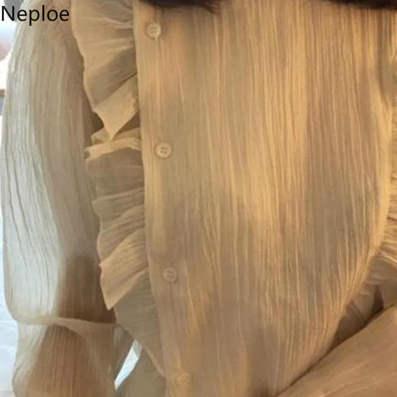 Neploe/Летняя Повседневная Женская блузка Однотонный свитер с рукавами клеш 2019