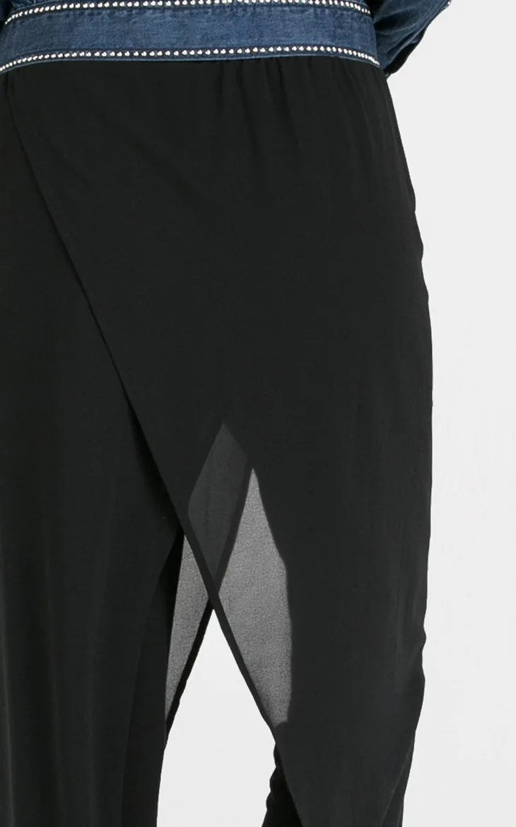 Женские шифоновые шаровары ZADORIN черные свободные брюки бохо палаццо большого