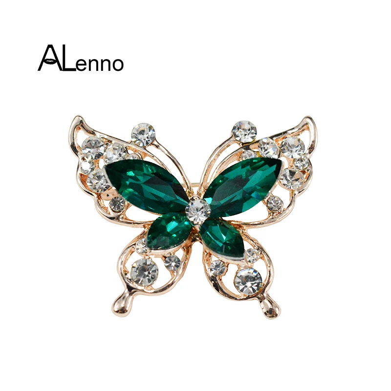 6 цветов милые маленькие булавки и броши в форме бабочки с кристаллом-азубрином