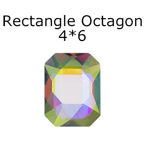 Rectangle Octagon4x6 50 шт украшение ногтя стразами для ногтей искусство Стекло Кристалл AB плоская задняя сторона не горячей фиксации страз клей на Рождество декор супер блестящий - Цвет: Rectangle Octagon4x6