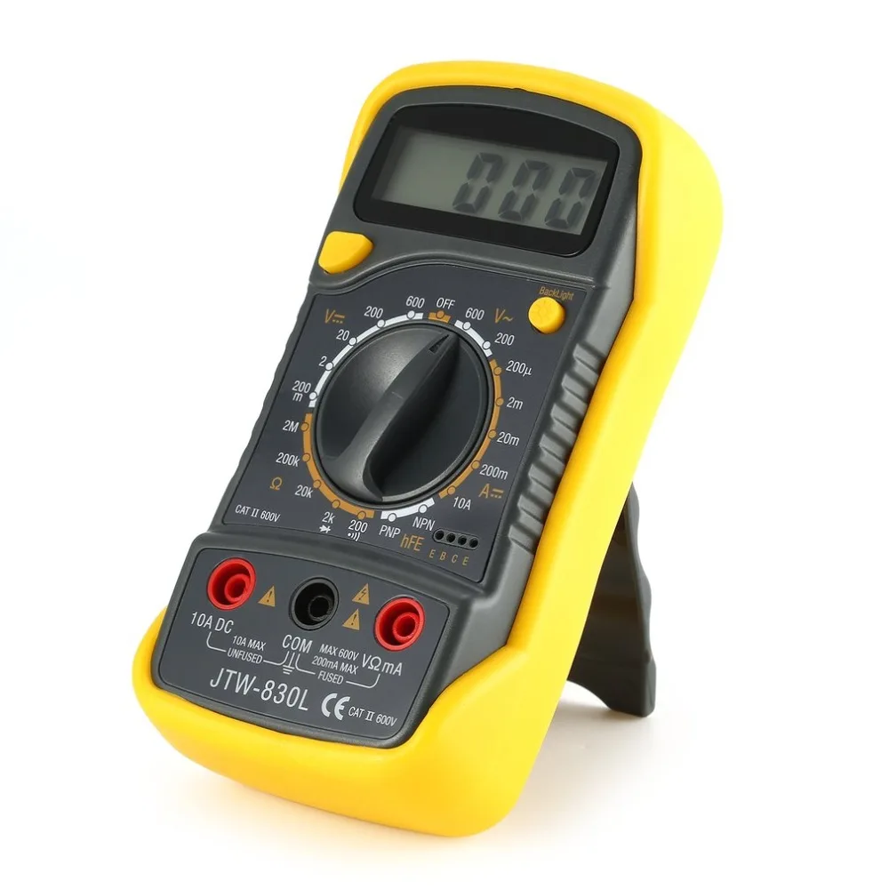 JTW 830L Цифровой мультиметр портативный мини цифровой 1999 отсчетов AC/DC Вольт Ампер hFE
