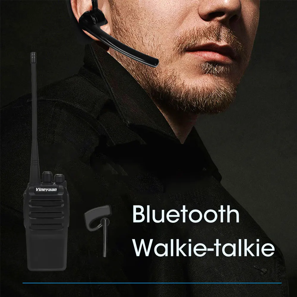

Профессиональная Портативная радиостанция Bluetooth, 12 Вт, UHF, 400-470 МГц, 16-канальная, PTT, двусторонняя радиосвязь + беспроводная гарнитура, наушник...