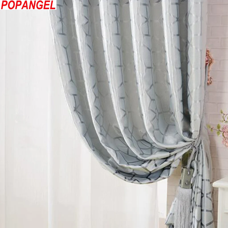 Popangel новые замшевые клетчатые жаккардовые шторы с высоким затемнением серые для