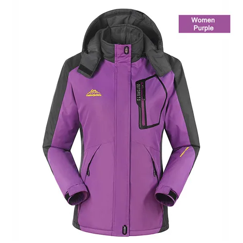 women purple PEILOW уплотненная теплая зимняя куртка для женщин и мужчин, водонепроницаемая ветрозащитная куртка с капюшоном, Мужская Флисовая Куртка с капюшоном, большой размер 5XL, 6XL, 7XL, 8XL, 9XL - Цвет: women purple