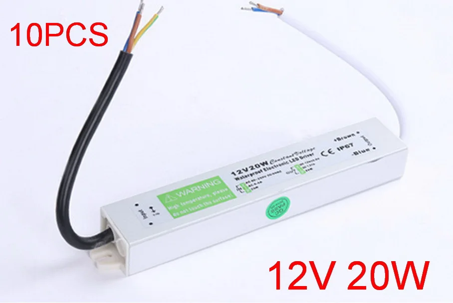 Водонепроницаемый электронный светодиодный драйвер 12 В 20 Вт постоянного тока 1 67