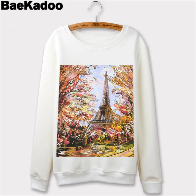 Осенние женские толстовки BAEKADOO с изображением трансмиссионной башни в стиле