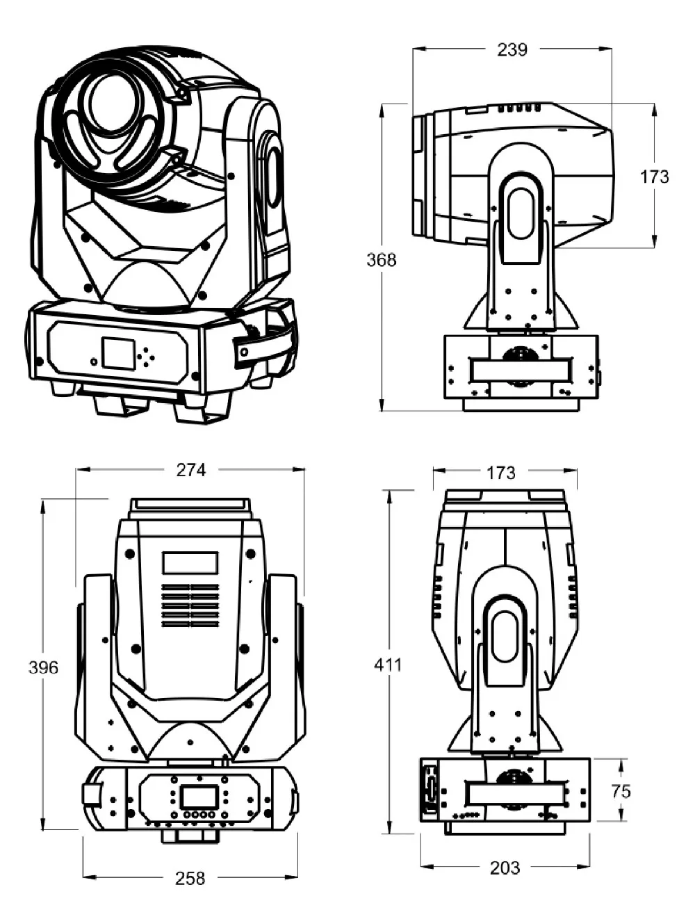 

2IN1 Flightcase Pack 180W High Power Led Moving Head Light 17CH DMX LED Moving Yoke 3-Facet Rotating Prism Electronic Strobe