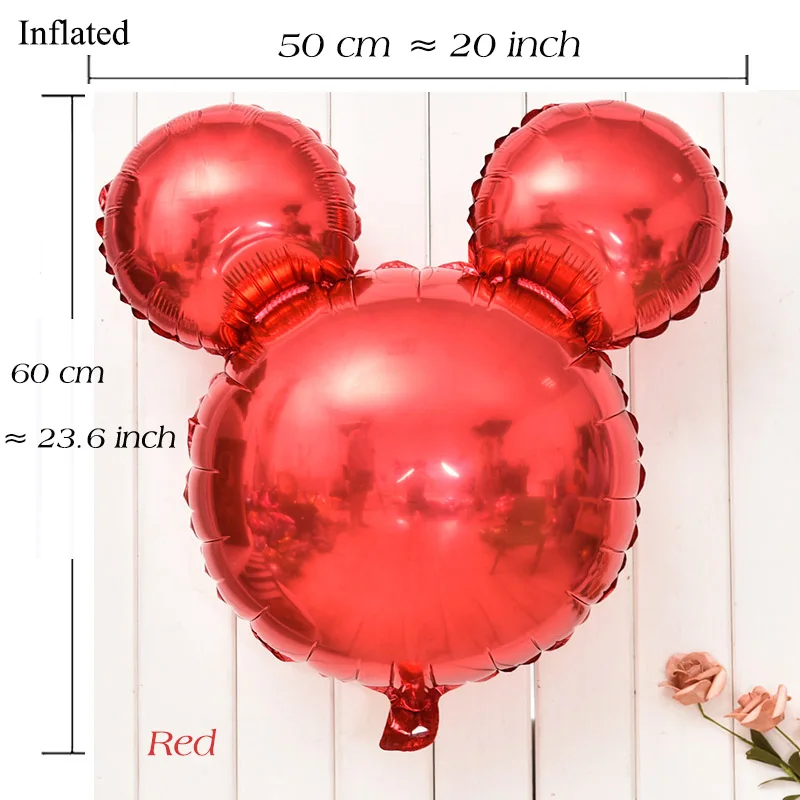 Red 34 ''большие в форме головы Микки Фольга надувные шары Mickey Мышь на день рождения надувные шарики Baby Shower День рождения украшения для детей - Цвет: Red