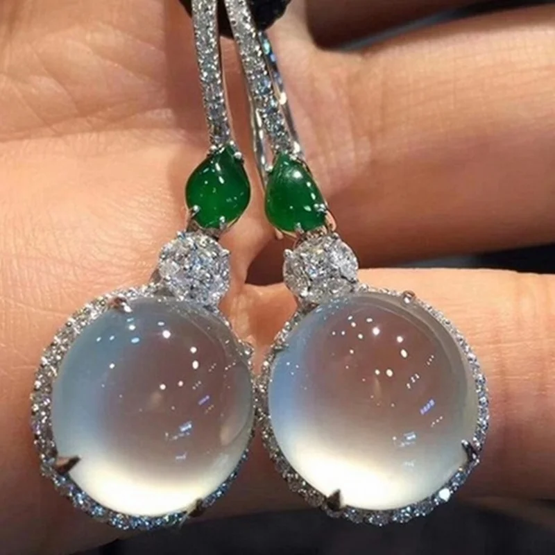 Роскошные женские белые зеленые серьги кольца модные серебряные свадебные