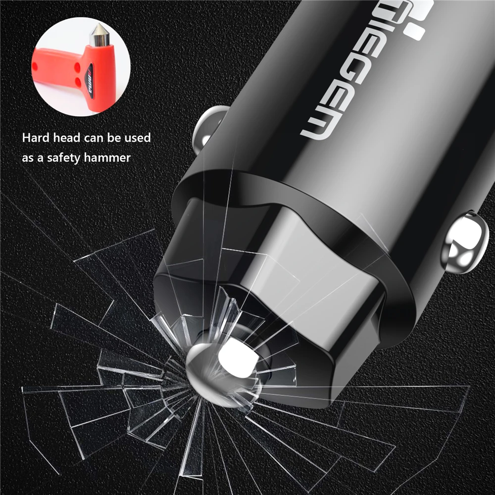 TIEGEM Mini 3.1A Dual USB Автомобильное зарядное устройство для мобильного телефона планшета универсальное быстрое зарядное устройство автомобильное зарядное устройство адаптер для iPhone X XS 8 7