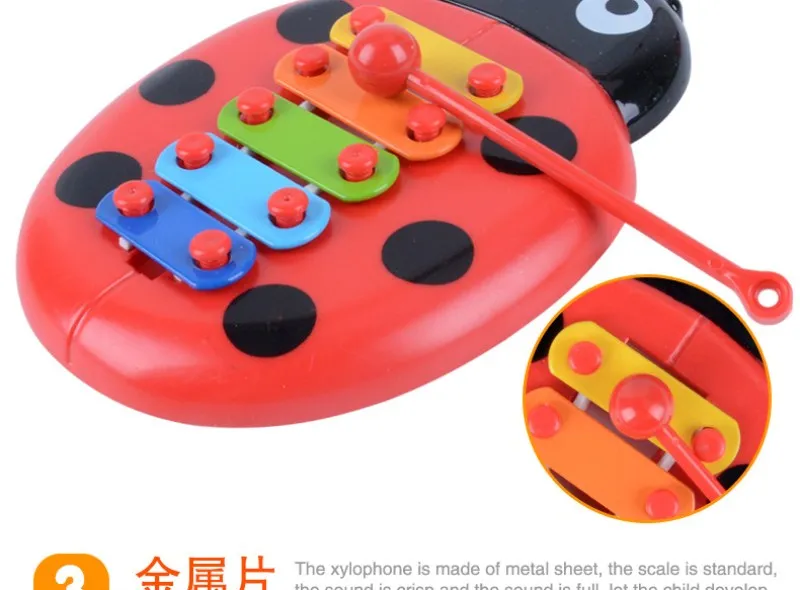Игрушка музыкальный инструмент Детские Музыкальные Игрушки Божья коровка ксилофон Детские Игрушки для раннего образования Музыкальные инструменты для детей