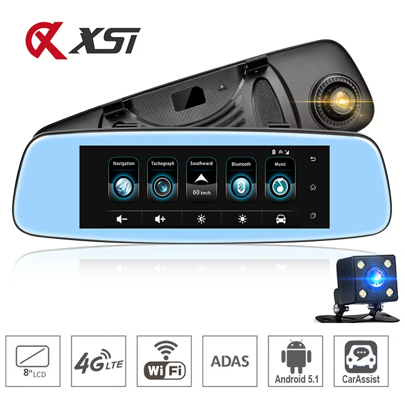 Зеркало видеорегистратор XST на Android с GPS Навигатором 4G Wi Fi ADAS|Видеорегистраторы| |
