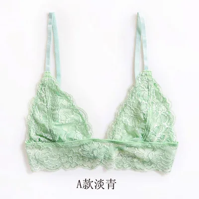 light green Модные черные беспроводной ночное бельё треугольная чашка кружевной бюстгальтер; удобное нижнее белье ультра-тонкий перспектива - Цвет: light green