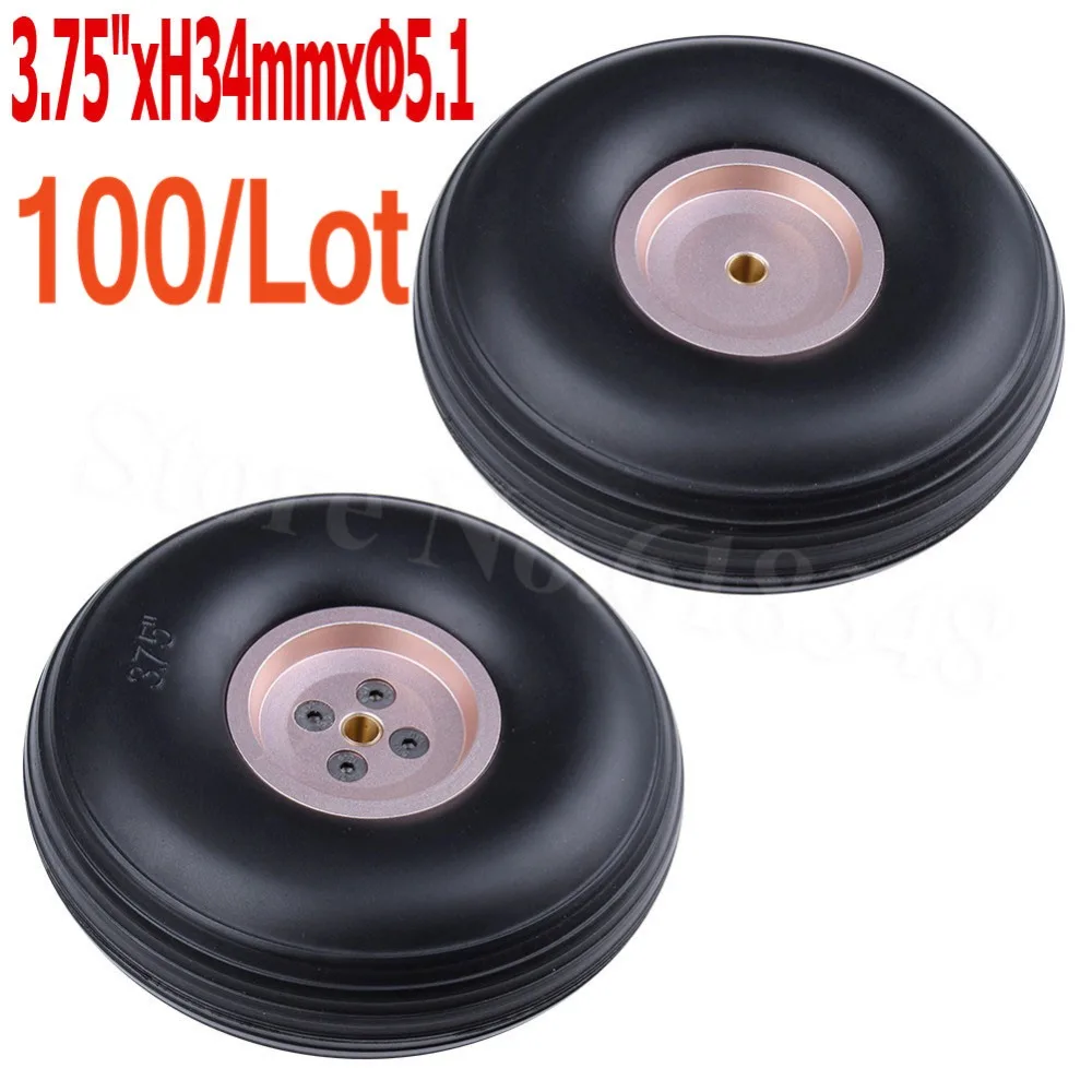 

100pcs /Lot 3.75"/ 95mm Rubber Tail Wheels Tire Alloy Hub Core Thickness:34mm Axle hole: 5.1mm For RC Airplane Parts