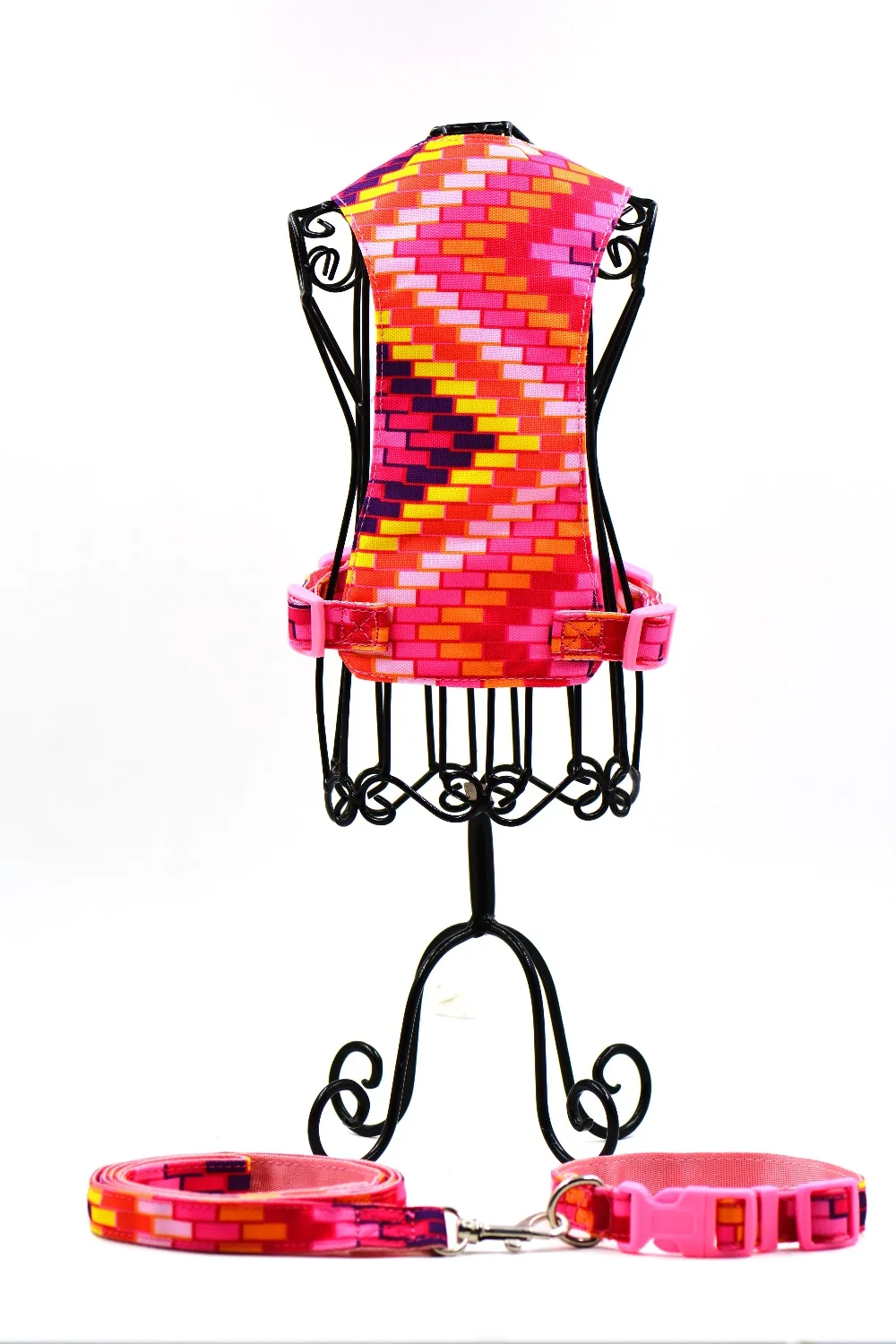 

Комплект шлейки для домашних животных, регулируемый нейлоновый ошейник с красным кирпичным узором, S L мягкий, для собак