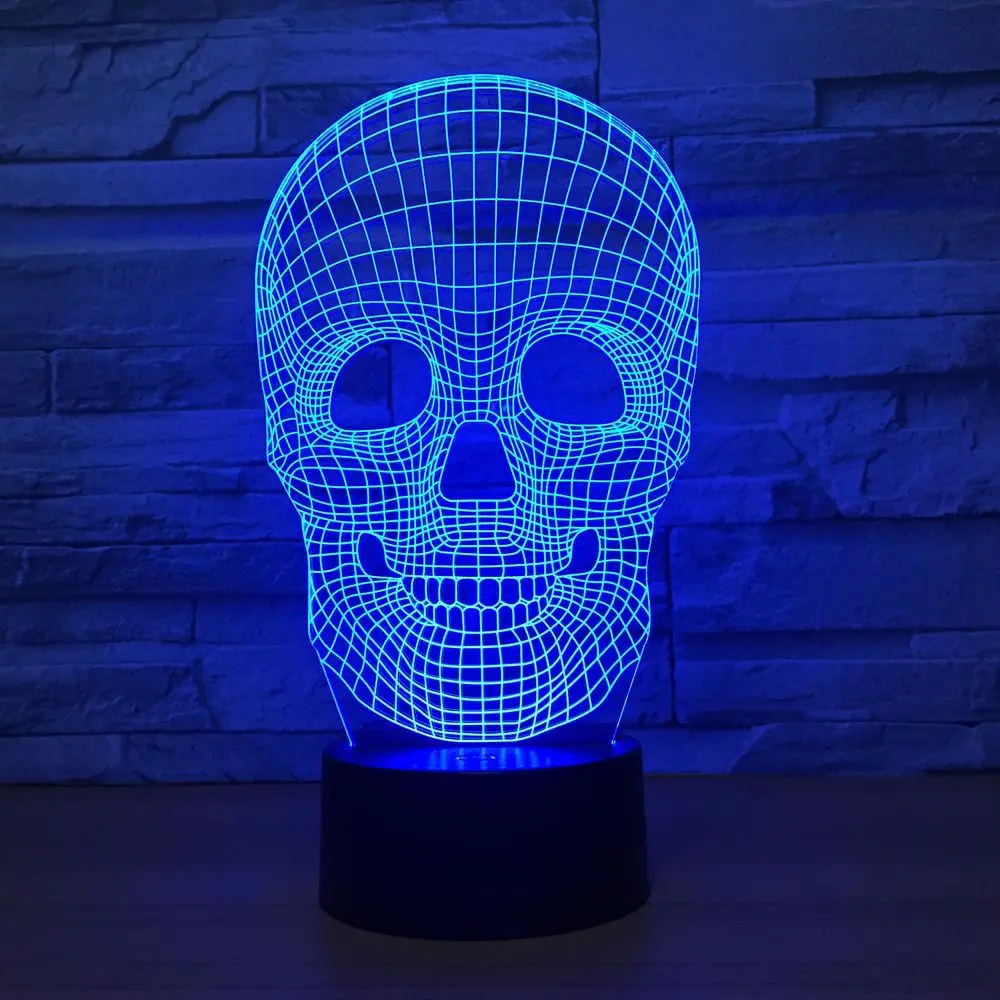Технология Хэллоуин скелет Креативный светодиодный 7 цветов 3D сенсорный