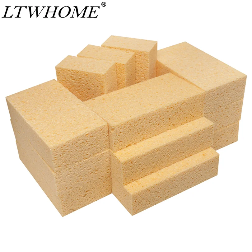 LTWHOME очень большие натуральные Целлюлозные губки 7-1/2-Inch x 4-Inch x 2-Inch не царапающиеся прочные чистящие губки