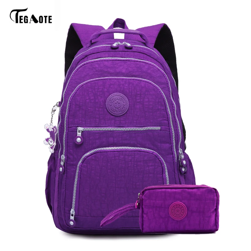 TEGAOTE 2 шт./компл. школьный рюкзак для девочек-подростков Mochila Feminina Для женщин рюкзаки нейлон Повседневное ноутбук чехол-сумка для телефона кошелек женский