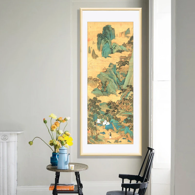 Chinese traditional calligraphy and painting living room study hang Qiu Ying peach garden frameless scro|painting calligraphy|chinese
