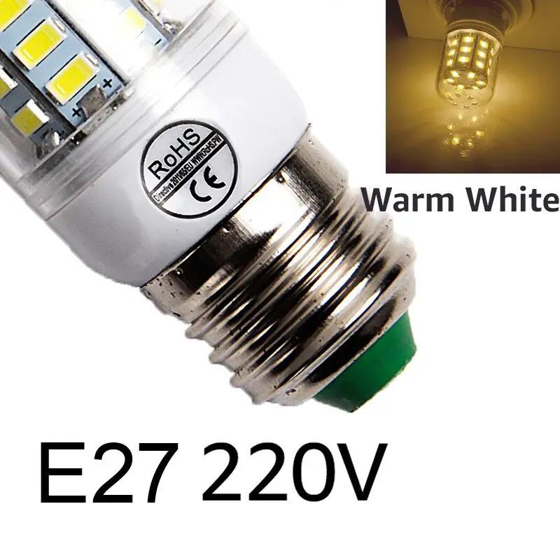 Goodland E27 светодиодный светильник 220V светодиодный лампы SMD 5730 E14 Светодиодный светильник 24 36 48 56 69 72 светодиодный s тип «Кукуруза» Люстра для дома светильник Инж - Испускаемый цвет: E27 220V Warm White