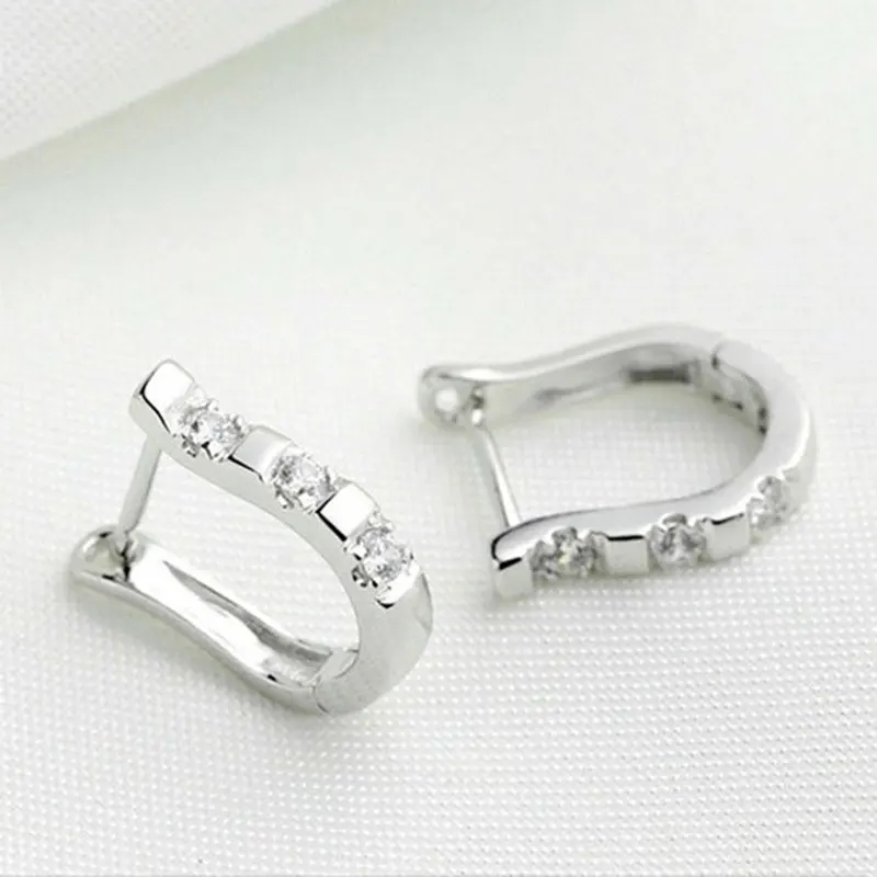 Одна пара модные женские посеребренные хрустальные стразы серьги-кольца