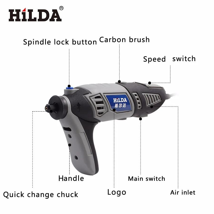 HILDA 180 Вт электрическая дрель с вилкой европейского стандарта Dremel Стильный