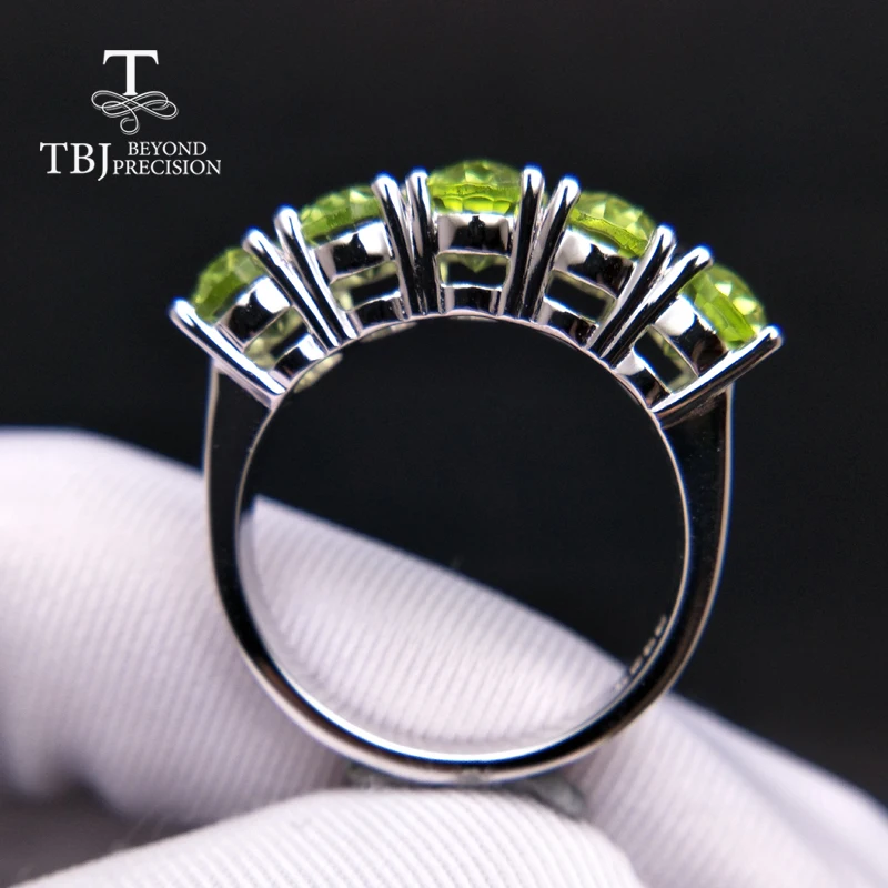 Tbj 100% натуральный Перидот oval5 * 7 мм 4ct кольцо с драгоценным камнем из стерлингового