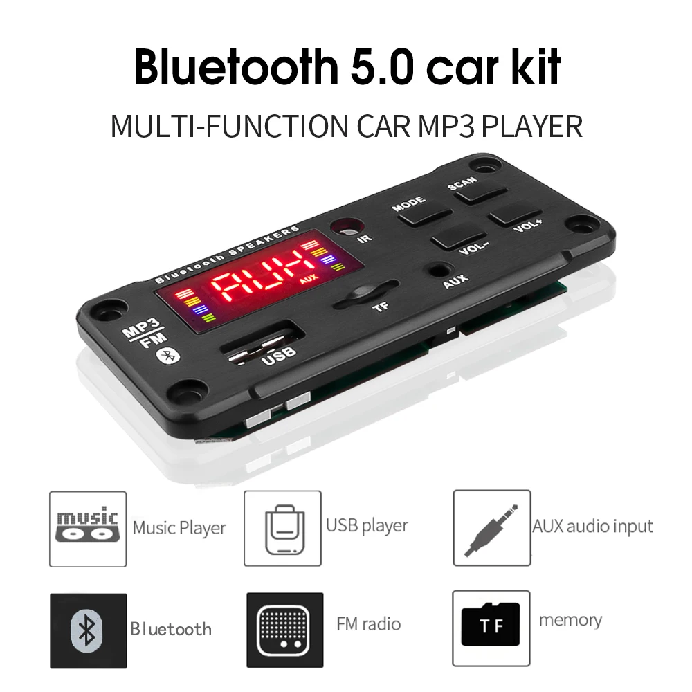 Автомобильный радиоприемник USB AUX 5-12 В Bluetooth 5 0 mp3-плеер декодер плата поддержка