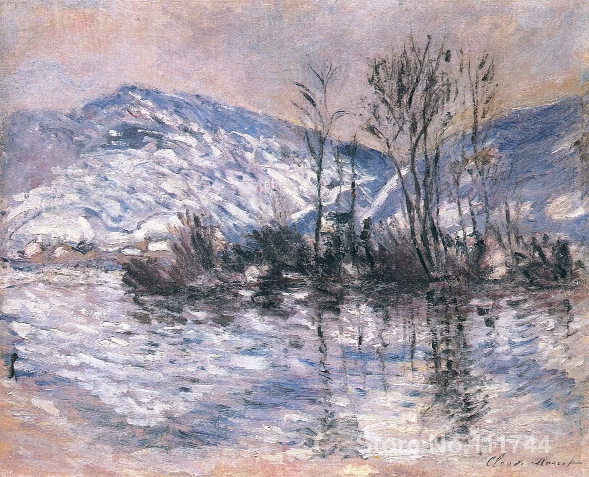 artwork for home The Seine at Port Villez Snow Effect 02 Claude Monet Hand painted High quality | Дом и сад