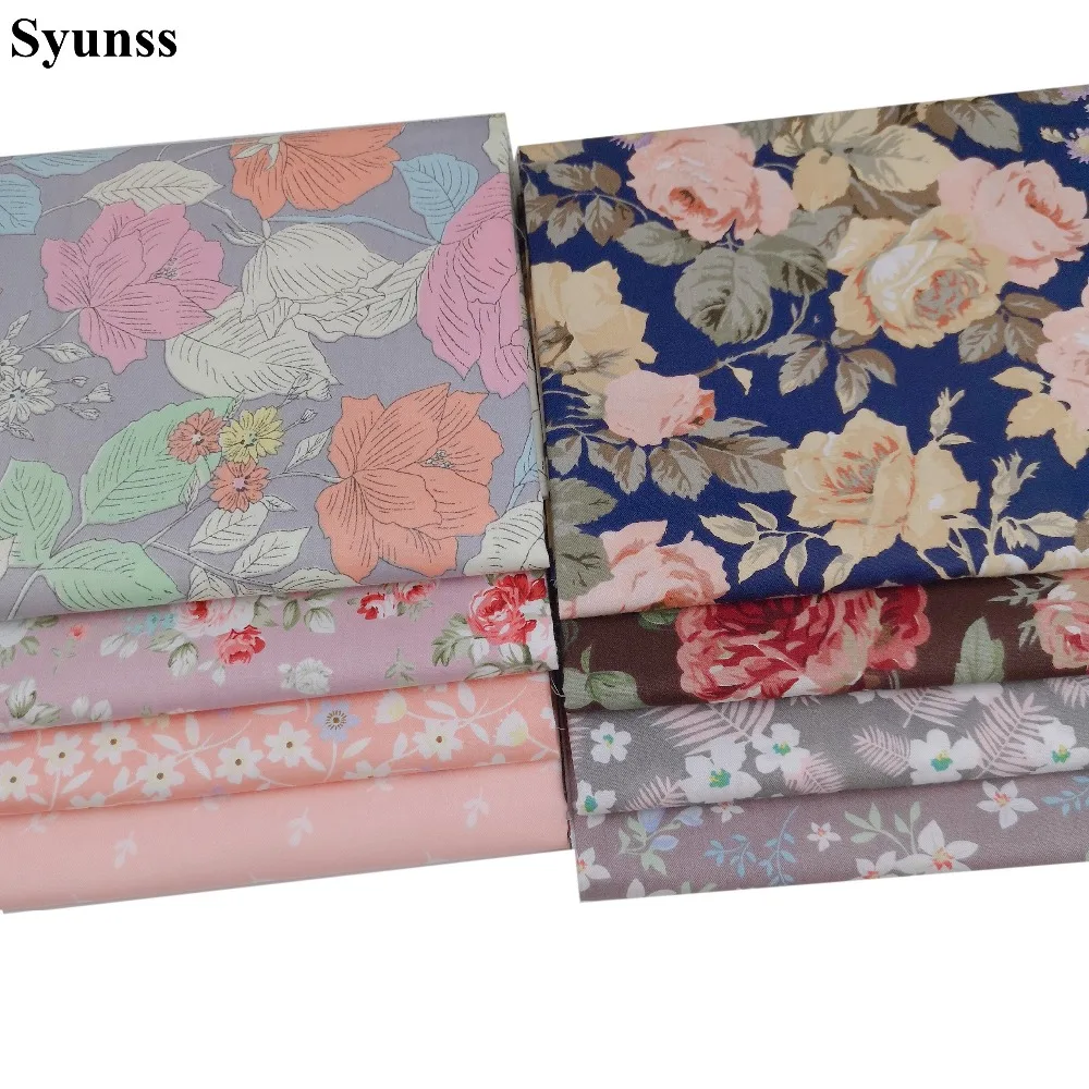 Syunss Розово серый Цветок Ситцевой Ткани Для Diy Лоскутная Лоскутное детские