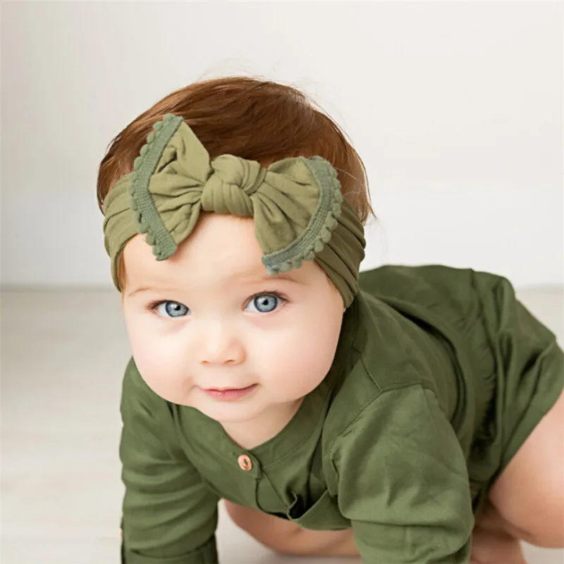 Красивая повязка на голову с бантом для новорожденных завязками подарочные